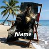 Custom Name Personalized Black Adam Print Beach Towel, for Trip Camping Beach Party Home Decor, Birthday Gift for Family & Friends