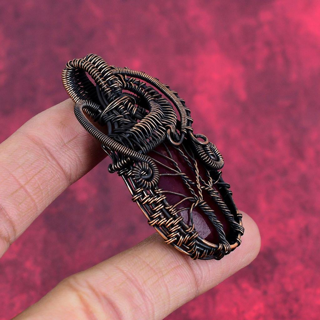 Tree of life faceted kashmir ruby pendant copper wire wrapped pendant gemstone copper jewelry wedding gifts handmade pendant antique jewelry