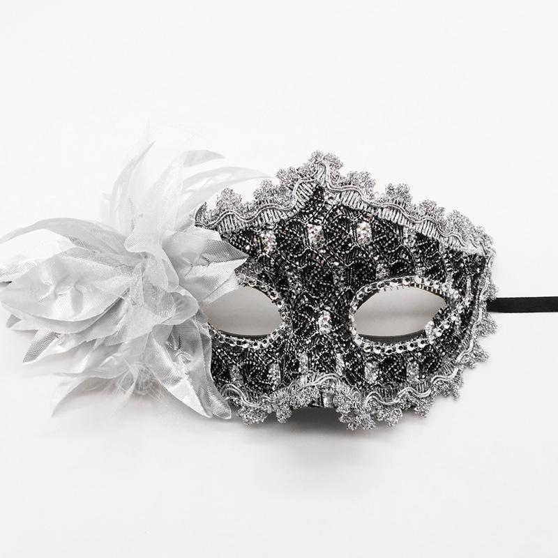 Venezianische Maske, Halloween-Augenmaske, seitliche Blume, Rose, Spitze, sexy Maske, Maskerade, Party-Dekoration, Tanz, Karneval, Kostüm, Spiel-Requisiten