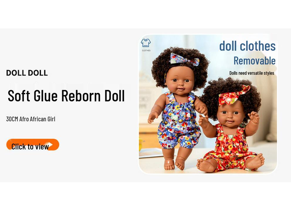 20cm African American Vinyl Reborn Doll - Cute Plush Toy for Children