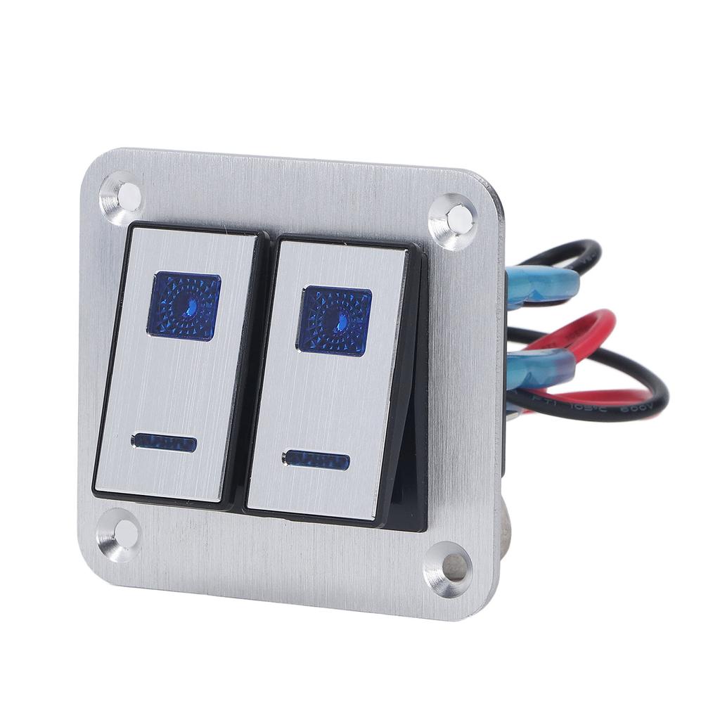Rocker Switch Panel 2 Gang On Off Toggle Switch Panel Waterproof Car RV Yacht Modification Panel Sil