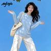 MJ STYLE Women's Loose Pure Cotton Long Sleeve T-Shirt