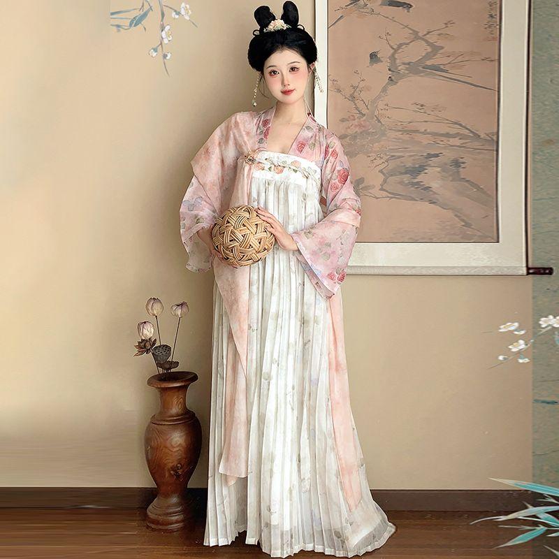 Rose Manor Theme Restores The Style Of A One-piece Chest-length Pleated Skirt In The Chinese Tang Dynasty