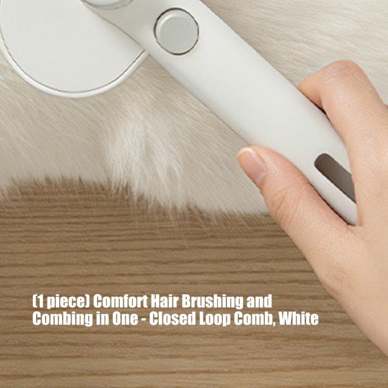 Loose Hair Care Pet Grooming Comb, White Brush with Rounded Teeth, Two Working Ends, Handheld Form for Regular Coat Brushing and Storage