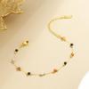 Delicate Titanium Steel Clavicle Chain with Natural Colorful Stone and Retro Gold Plating - Versatile Dopamine Anklet/Bracelet