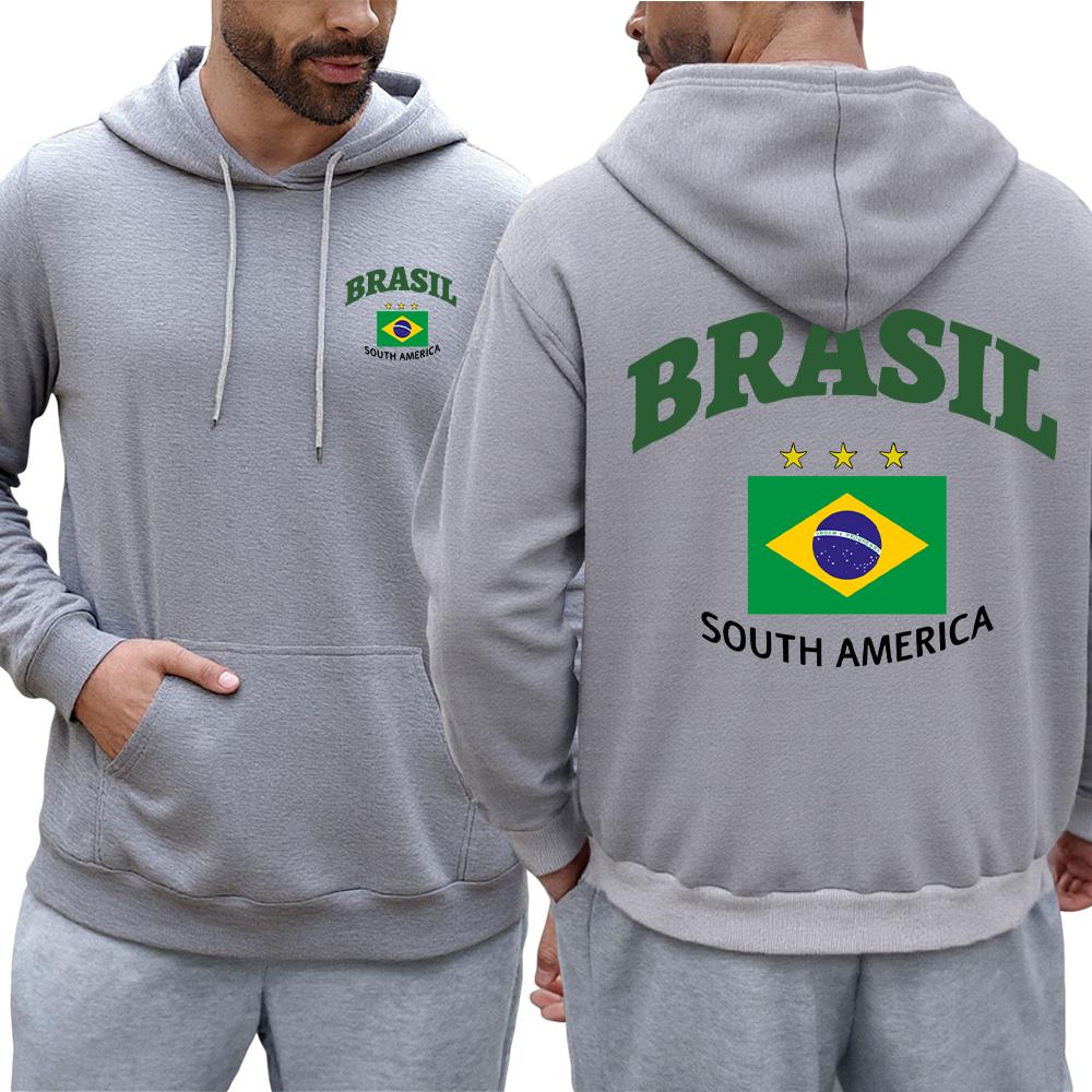 Brazilian South American Print Men's Hoodie Hip Hoodie Fashion Casual Loose Street Style Fleece Multi-Color Pullover Autumn and Winter