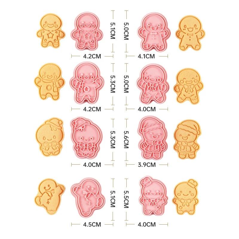 

8 шт./набор Рождественские формочки для печенья Пряничный человечек Форма для печенья Новогодняя вечеринка Фондант Инструмент для выпечки и украшения DIY Украшение для торта