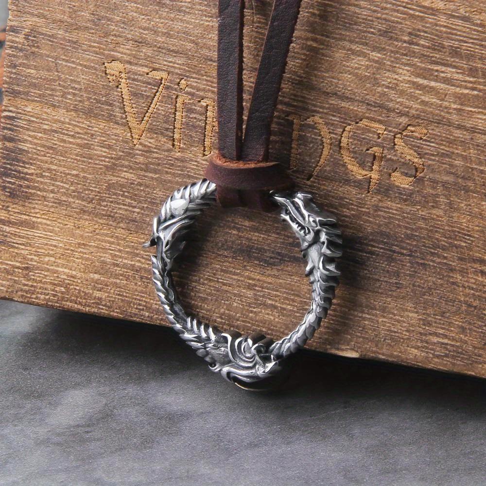 Retro Nordic Men s Unlimited Tailed Snake Nordic Dragon Necklace Pendant Gothic Accessories Talisman Viking Jewelry Gift серебряный