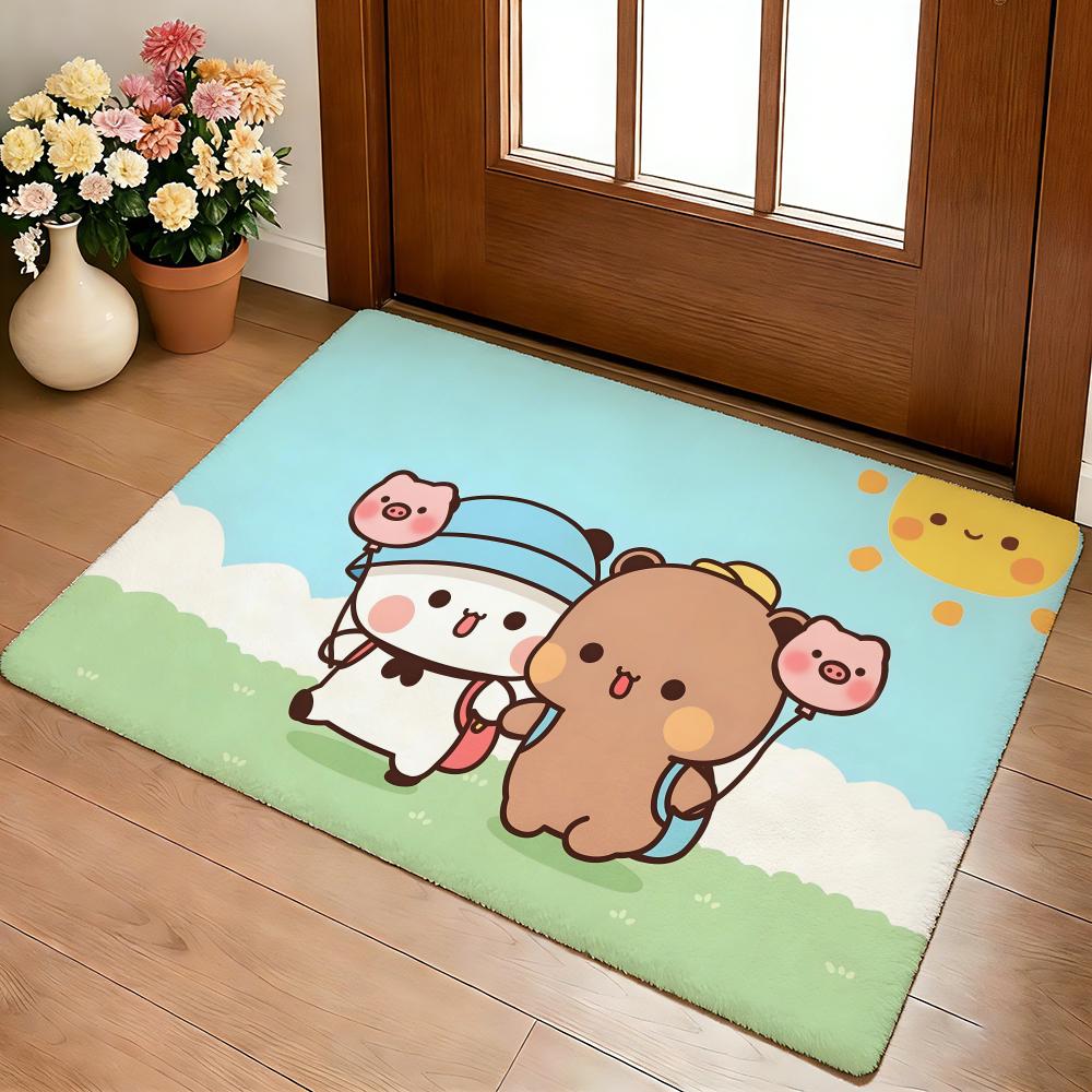 Bubu and Dudu Cute Floor Mat Cozy Flannel Soft Thick Non-Slip Mat for Living Room Bedroom Kitchen Decor Rugs