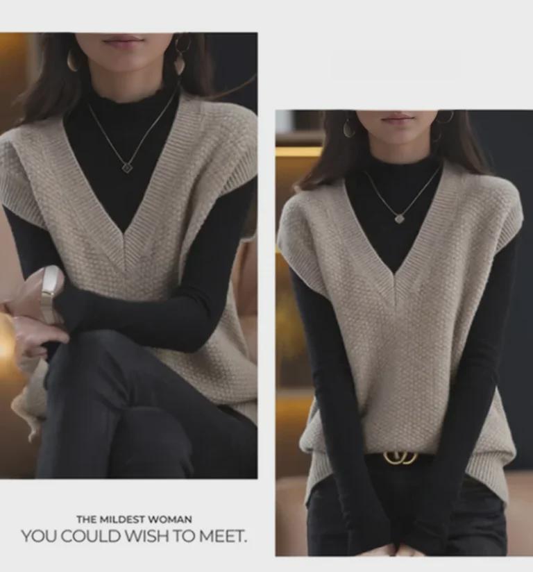 Chaleco de Punto Suave y Ceroso para Mujer - Primavera 2023 Chaleco Jersey Cuello en V para Primavera y Otoño