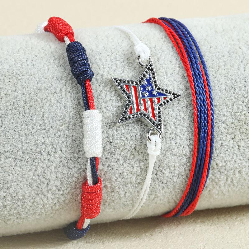 American Independence Day Red, White & Blue Star Woven Bracelet