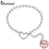 Bamoer 925 Sterling Silver Hollowed Heart Beads Bracelet Adjustable Textured Charm Basic Chain for Women Minimalist Wrist Decor