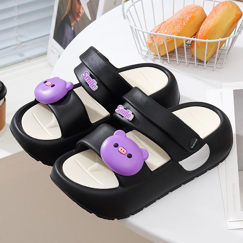 

Милые сандалии в двойную полоску женские толстая подошва шаг на дерьмо ощущение мягкая подошва модные и универсальные для верхней носки 39/40