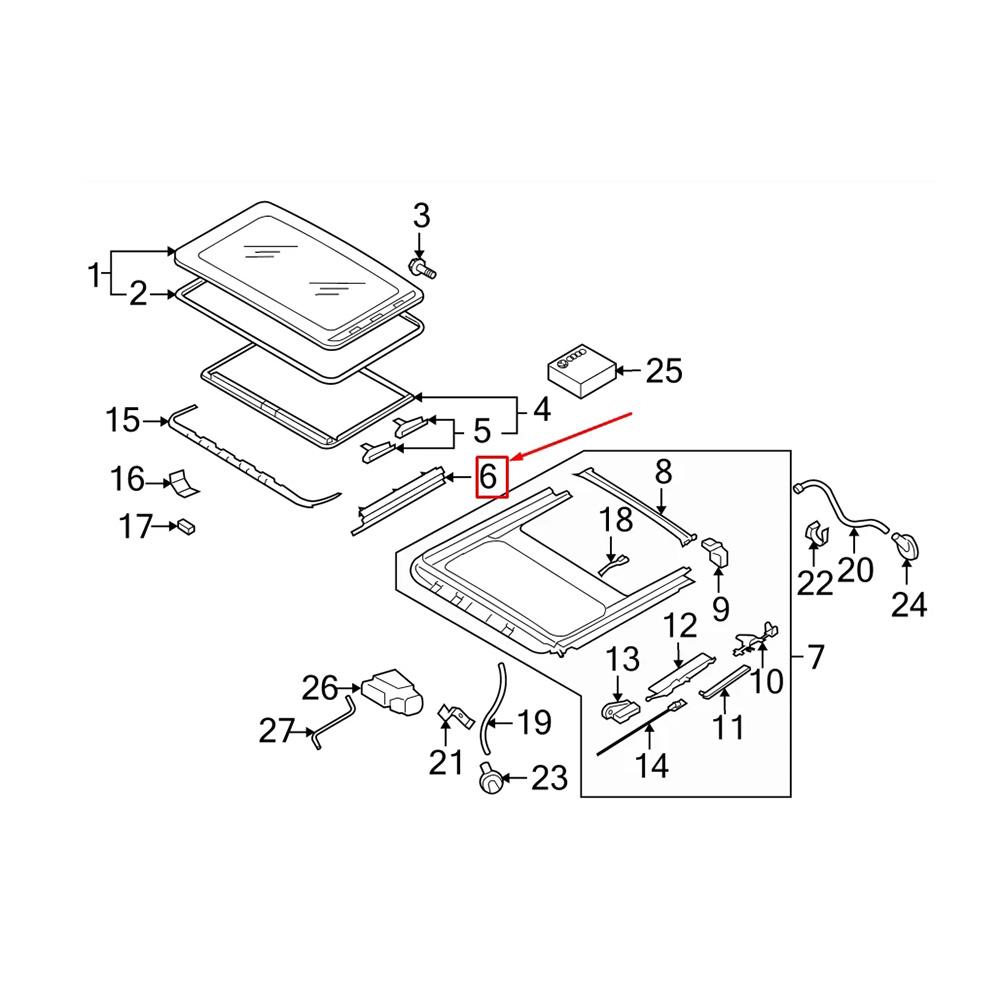 Para osłony przeciwpyłowej szyberdachu do Passata Do Bory Do Golfa 2001 do 2018 ABS Czarny OEM 8D0877781B 8D0877782B Wymiana uszczelki dachu