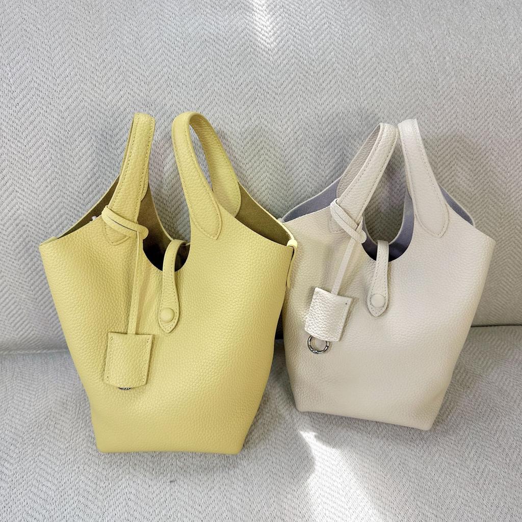 2025 Nou Strat superior TC Piele de vacă Geantă găleată cu apă Geantă cu coș de legume Capacitate mare Geantă de mână casual cu un singur umăr Geantă de mână pentru femei Trend