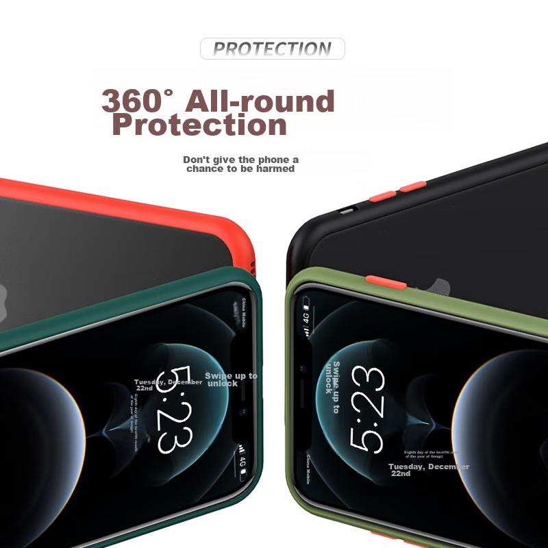 IPhone XR Case, Full Lens Protection Anti-Drop Anti-Fingerprint Silicone Soft Edge Shockproof Transparent Frosted Case, Elegant Black