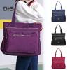 Solid Color Multi Pocket Zip Handbag Nylon Shoulder Storage Bag