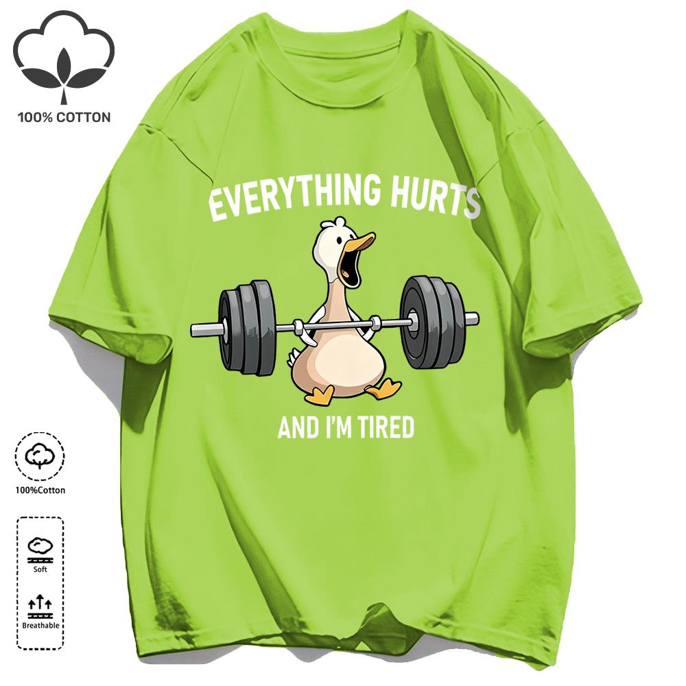 The Great Goose Striving For Fitness T-Shirt Unisex Loose Cotton Tee Trendy Summer Short Sleeve Unisex All-Match Hip Hop Clothing