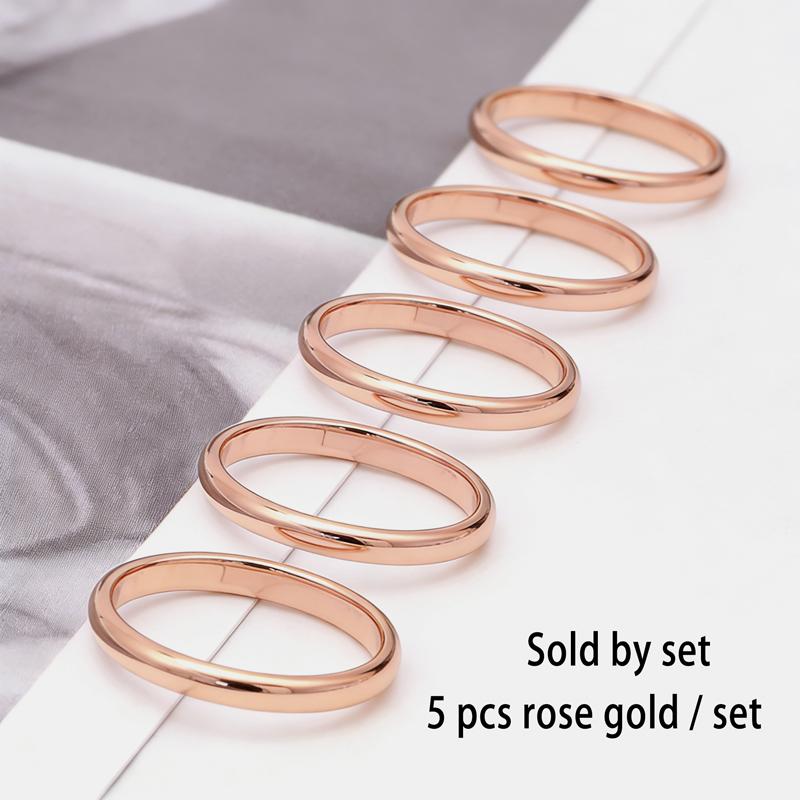 2mm Edelstahl Dünner Ring Roségold Schwarz Für Damen Herren Minimalistischer Schmuck Party Einfach Mode Geschenk Größe 3 Bis 10