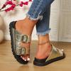 Summer Ladies Fashionable Thick Bottom Slip-On Sandals Roman Style Synthetic Leather Outerwear Slip-On Shoes for Women