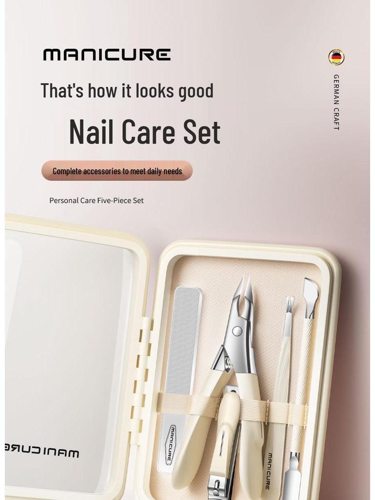 Portable 5-Piece Nail Clipper Set with Eagle Beak Pliers & Cuticle Nippers