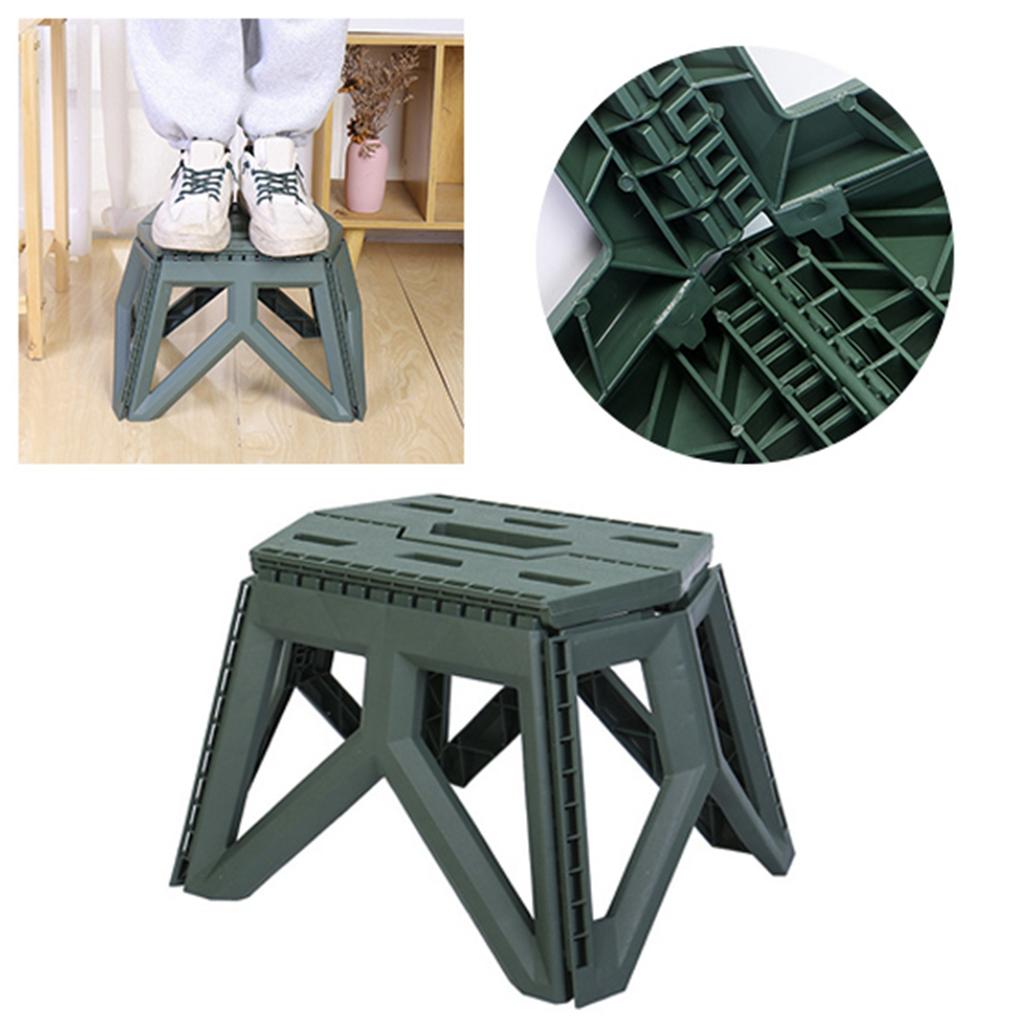 Folding Step Stool Plastic Lightweight Portable Small Kids Step Stool for Outdoor Camping Fishing Picnic Green