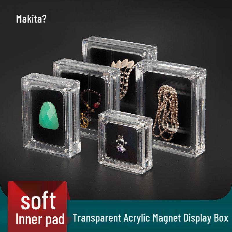 Acrylic Jewelry Box with Magnetic Lid - Transparent Display and Ornament Holder Magnet Box 6x6