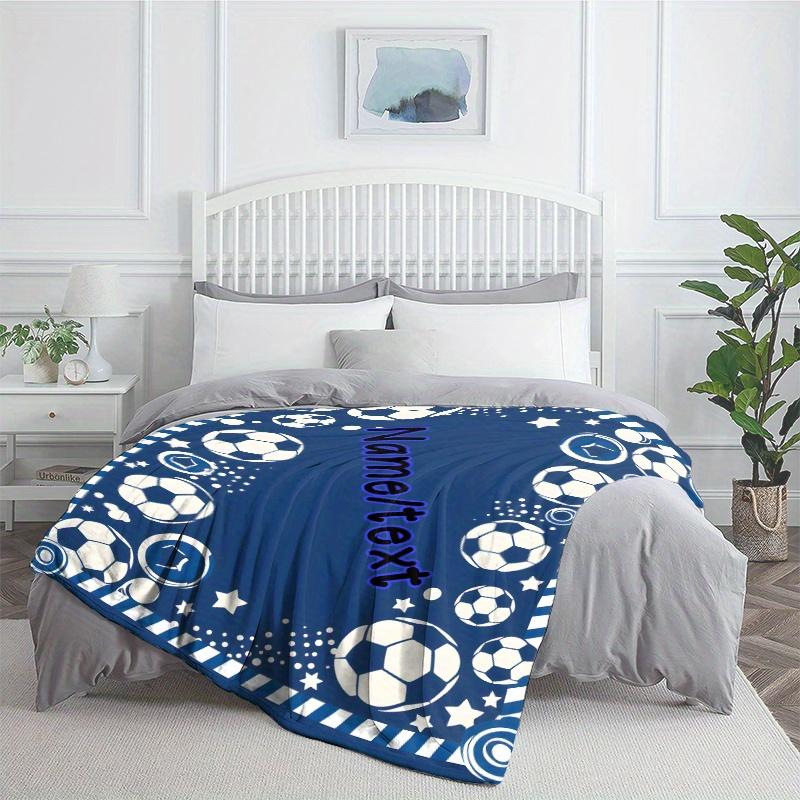 Customizable Boys' Soccer Blanket, 1 Piece, Lightweight Flannel Shawl, Suitable For Sofa Beds, Travel Camping, Living Rooms