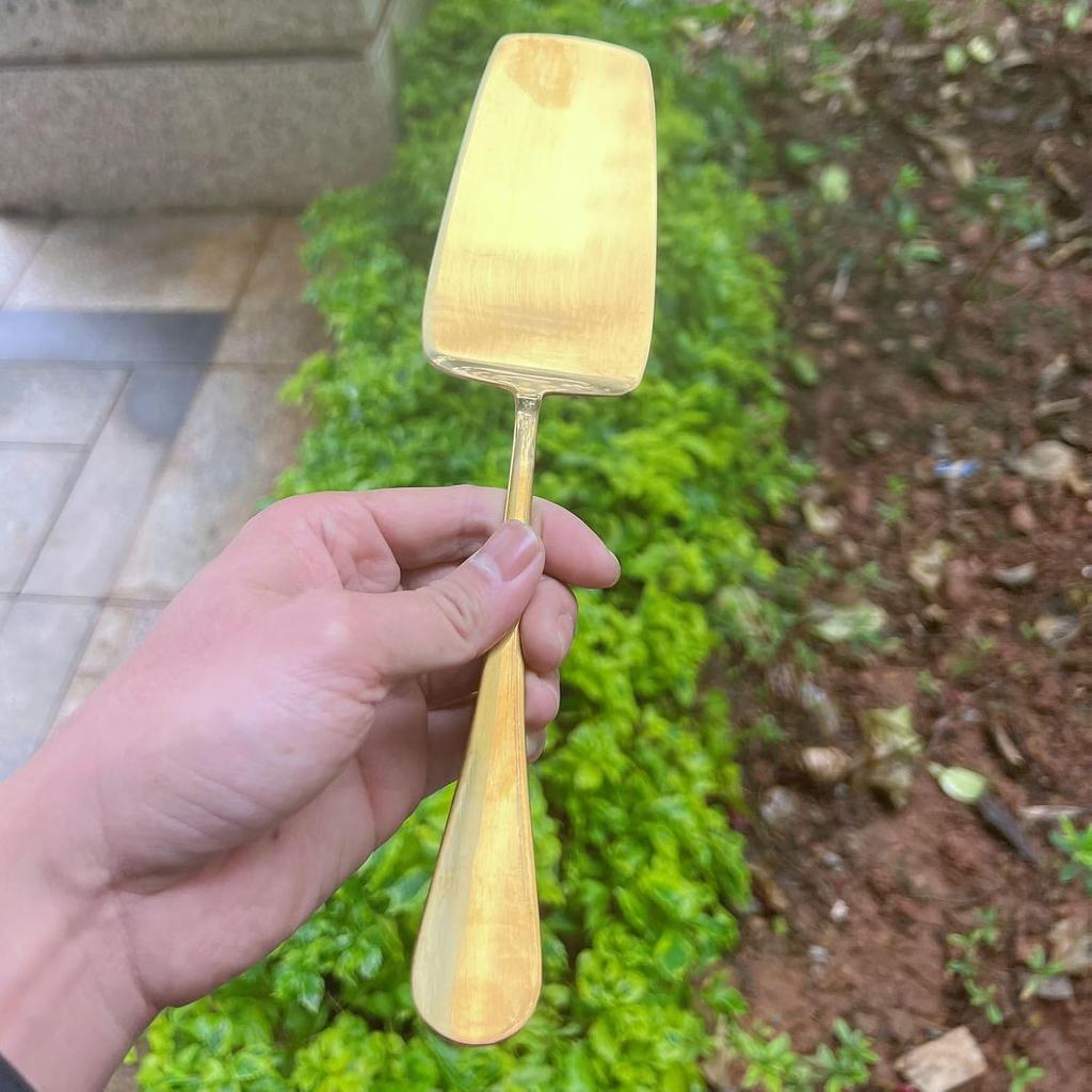 1Pcs Stainless Steel Lasagna Server,Stainless Steel Solid Turner,Stainless Steel Cake Pizza Shovels Kitchen Server (gold)