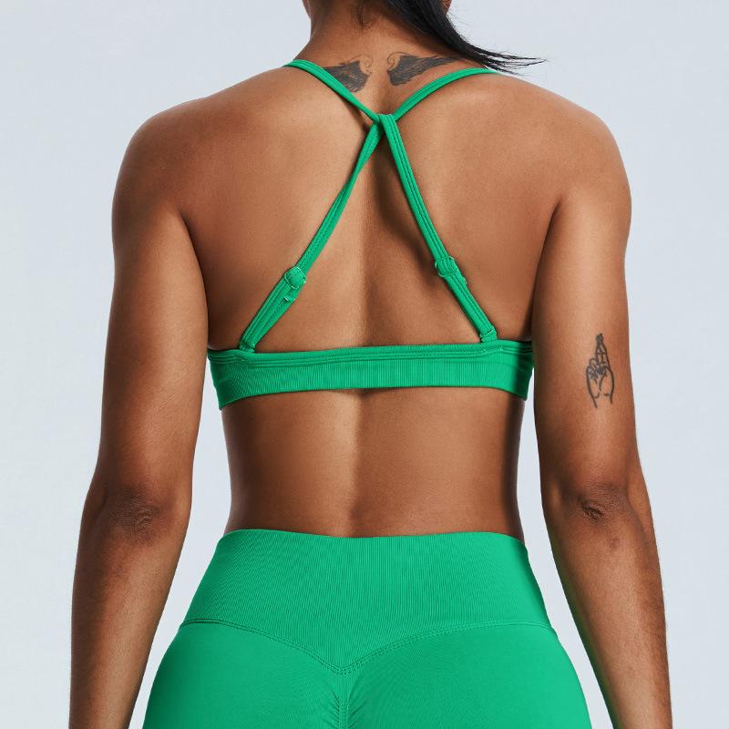 New Chest Pleated Sexy Yoga Bra For Women, Seamless Back Sports Bra, Quick Drying Running And Fitness Suit