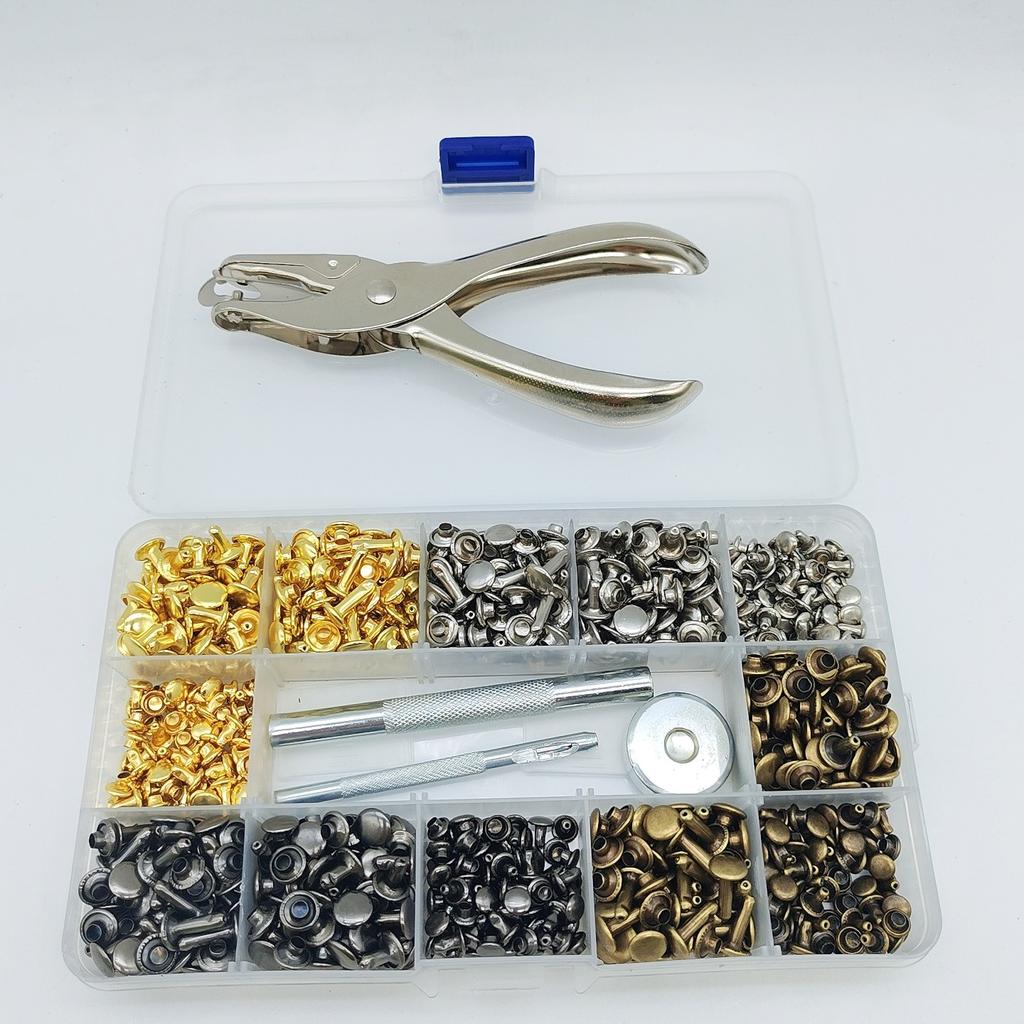 360 Pcs Metal Double Cap Rivets Leather Craft Tool Kit for Clothing Bag DIY