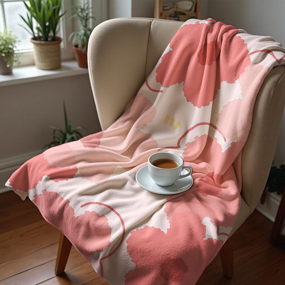 Blush Floral Cluster Ultra Soft Sherpa Fleece Blanket Fluffy Warm Halloween Cozy Throw For Sofa Couch Bedroom Gift All Season