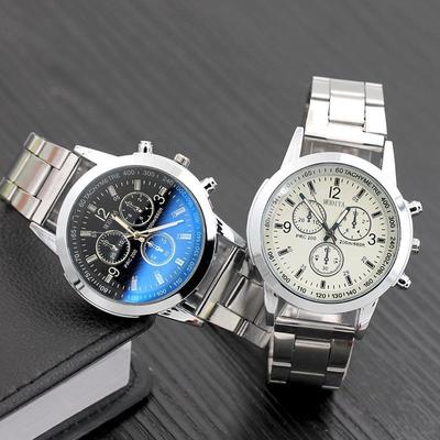 MODIYA Blue Light Decor Three-Eye Steel Band Watch: Stylish Unisex Gift for Students