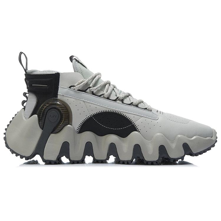 Li Ning Textil, Cuero Sintético Amortiguación Antideslizante Caña Baja Zapatillas de Baloncesto Vintage para Hombre Gris Antártico AGBR057-1