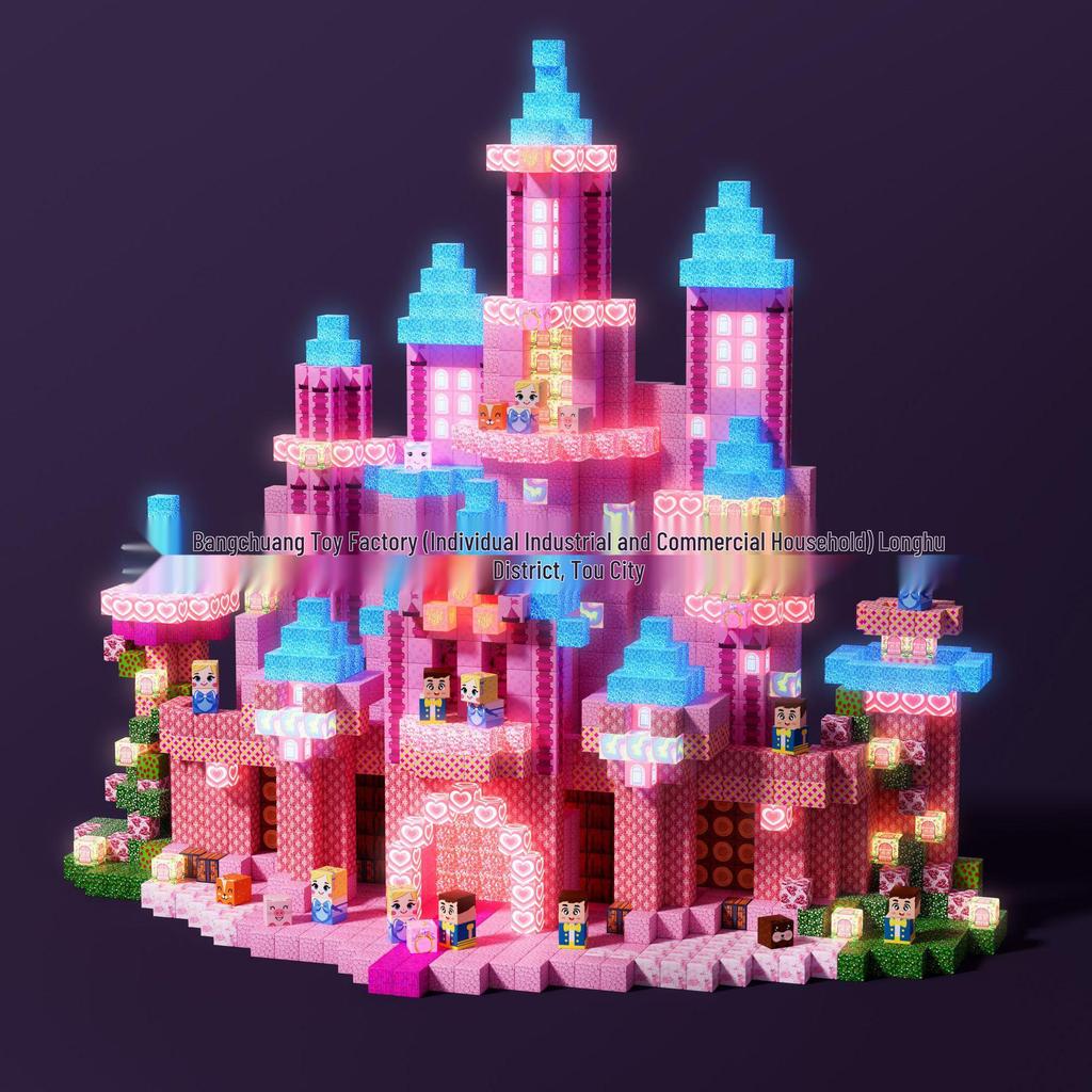 Rosa Schloss Magnetische Bausteine - STEM Lernspielzeug für Kinder