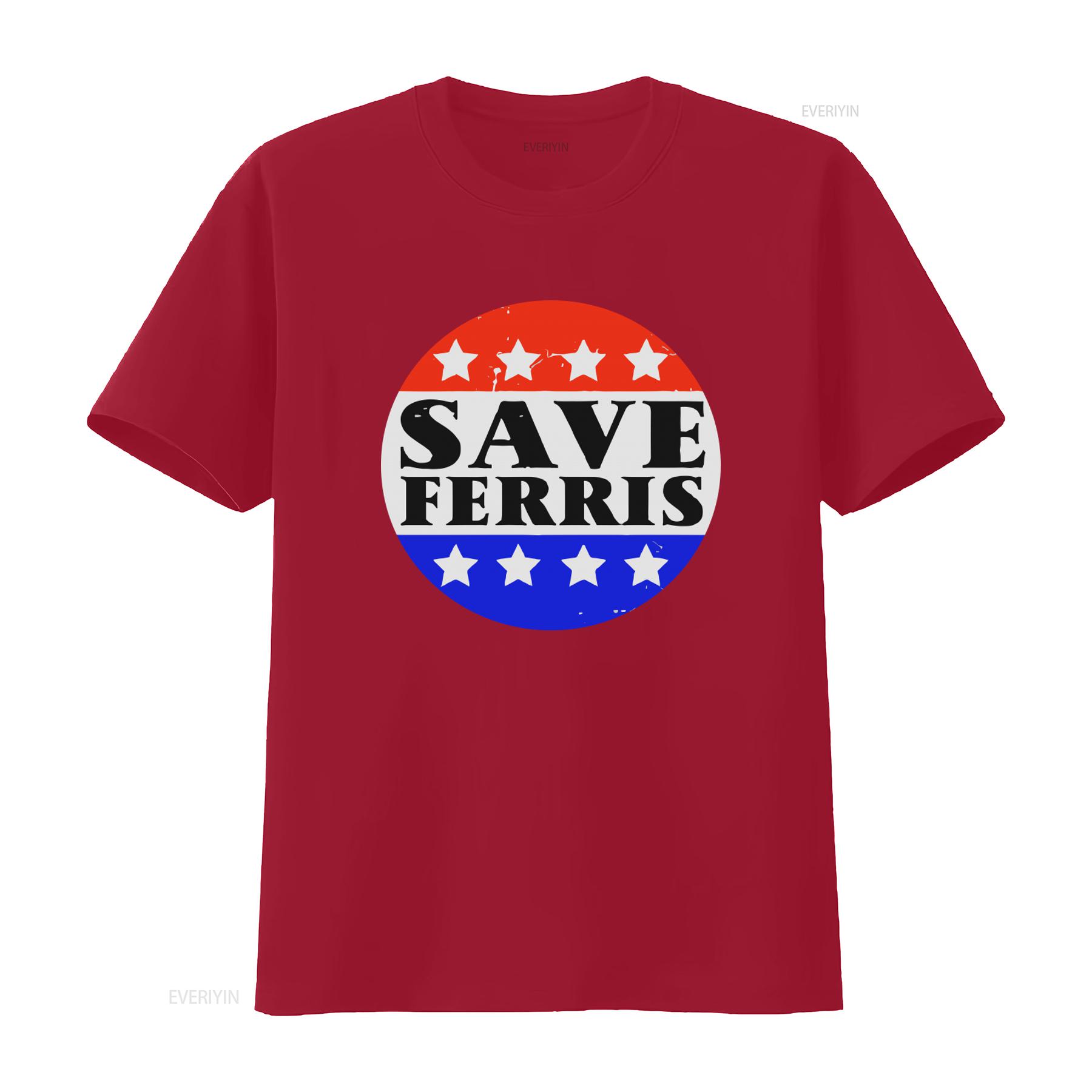 Save Ferris 80s Movie Inspired T Shirt 100 Cotton Funny Afflict Design for Retro Lovers vintage Washed homme Stretched Unisex S