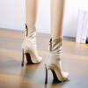 Fashion Elegant Waterproof Platform High-heeled Boots Female Fall New Banquet Pointed Head Mid-calf Boots Fine Heeled Super High Heels