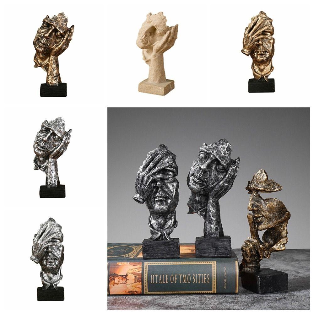 Abstract Statue Resin Desktop Ornaments Sculpture Miniature Figurines Face Character Nordic Art Crafts Office Home