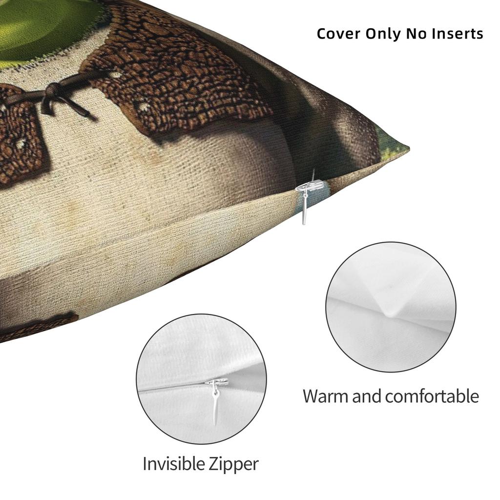 Shreks Meme Funny Square Pillowcases Polyester Sofa Cushion Cover Funny Home Decoration Throw Pillow Case 45*45