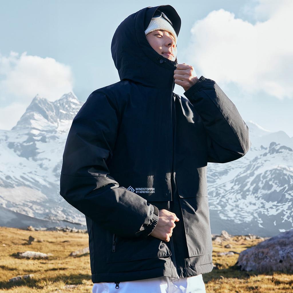 Li Ning Seria Kurtek Puchowych Hot Pot Ciepła na Podczerwień Z Kapturem Litera Wszechstronna Odporna na Zimno Casualowa Z Nadrukiem Zapinana na Zamek Zimowa Kurtka Puchowa Męska Kurtka AYMU223-1