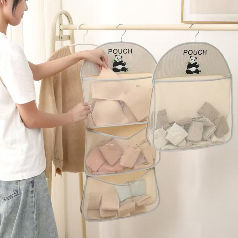 Multi-Layer Storage Mesh Bag Save Space Large Capacity Socks Storage Bags Wardrobe Hanging Multi-Function