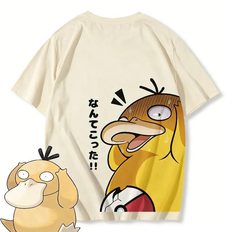 Anime Pokemon Psyduck Printed T-shirt Men's and Women's T-shirt Men's Tops Harajuku Y2K T-shirt 2026 Summer New Tee Streetwear