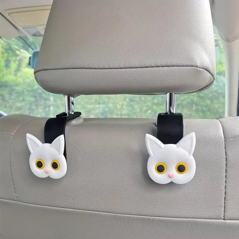 

3D Cat Cartoon Hook Car Seat Hooks For Headrest Vehicle Animal Headrest Hanger Cute Storage Hanger For Bags Clothes Hook