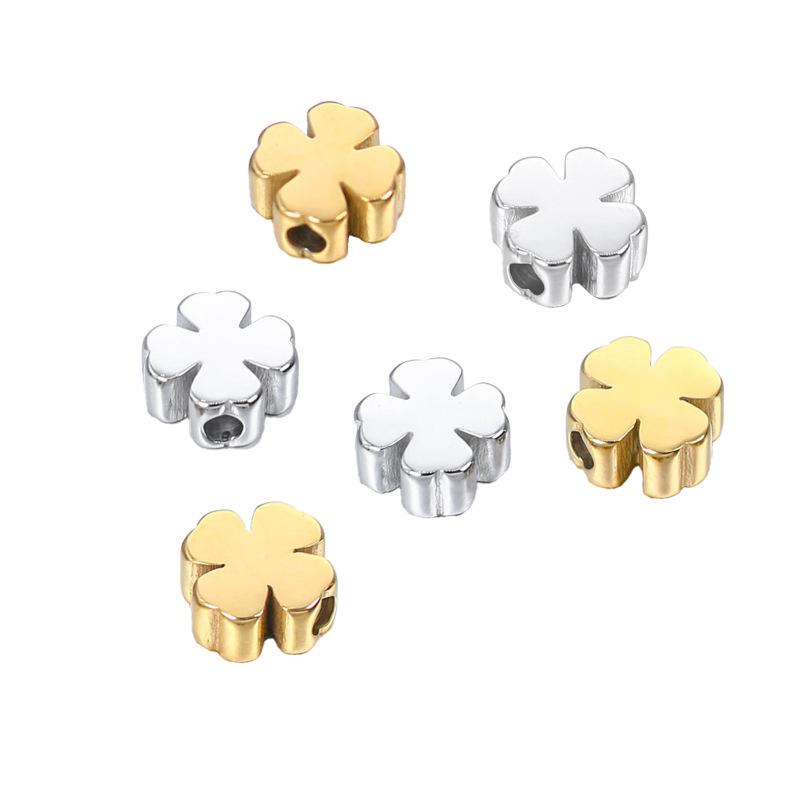Stainless Steel Four-Leaf Clover Bead Spacer for DIY Bracelets and Necklaces