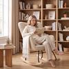 Retro Design Rocking Chair Solid Wood Armchair Relaxation Chair 98 Cm X 71 Cm X 101 Cm Beige