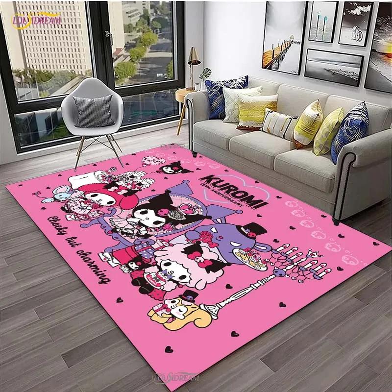 Kuromi Cartoon Anime kawaii Carpet for Living Room Bedroom Cute Rug Kitchen Door Kids Un-slip Floor Mats Alfombra Birthday gift