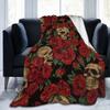 Floral Skull Blanket Roses Retro Flannel Awesome Breathable Throw Blanket for Coverlet Autumn/Winter