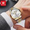 OLEVS Original Quartz Men's Watches Fashion Simple Stainless Steel Strap Waterproof Auto Date Luminous Wrist Watches for Man