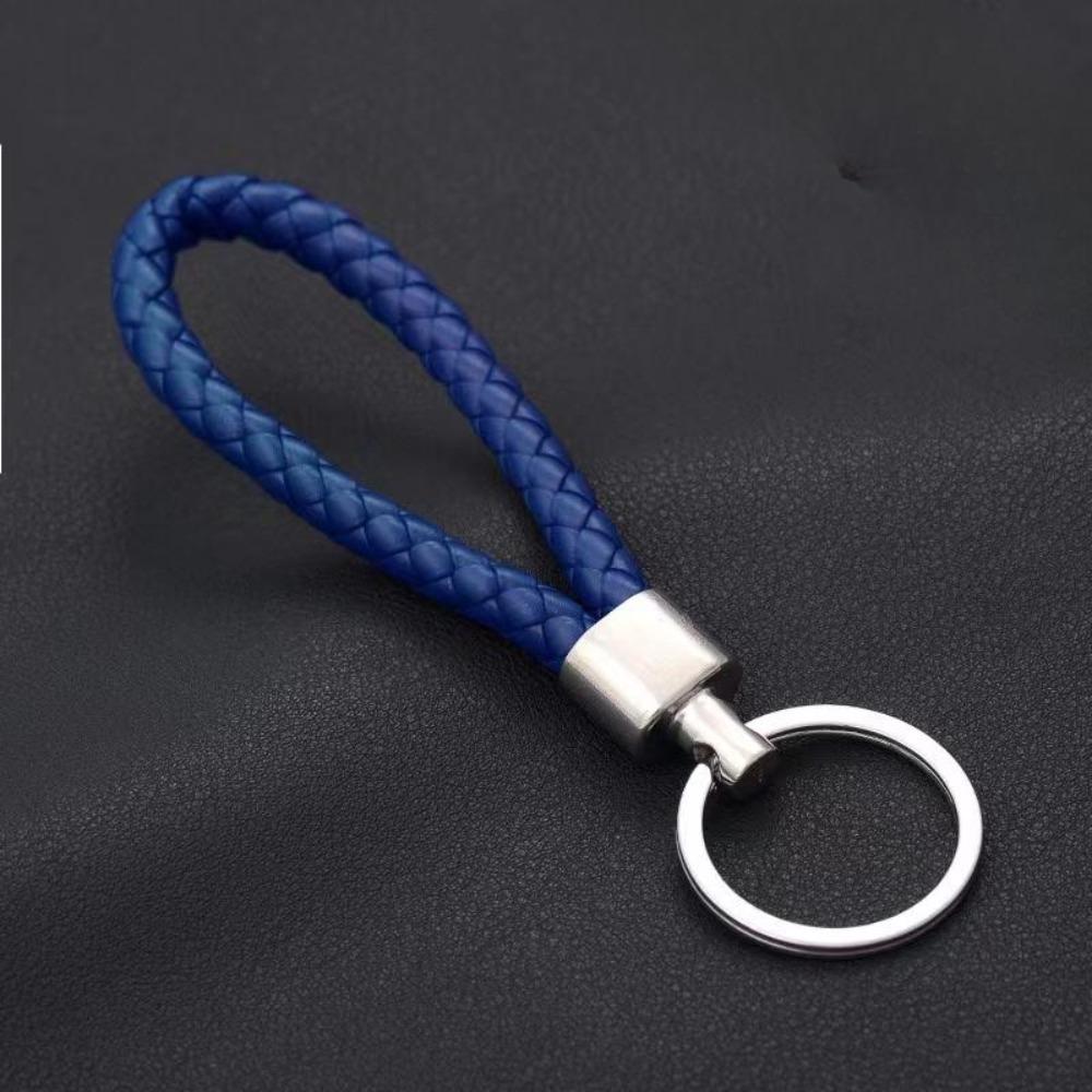 Unisex DIY PU Leather Braided Keychain Woven Rope Pendant Key Ring for Car Bag