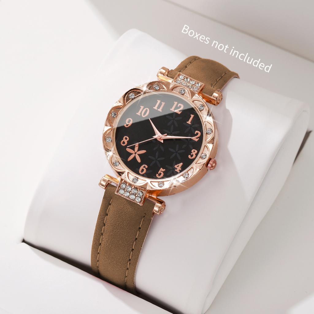 Women Flower Dial Watch Fashion Leather Band Quartz Wristwatches For Ladies Clock Reloj Mujer